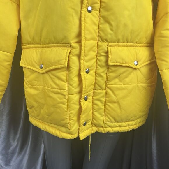 Vintage Swingster Racing Jacket Mens XL Crows Hybrids Yellow 70s Puffer Coat USA - Picture 2 of 16